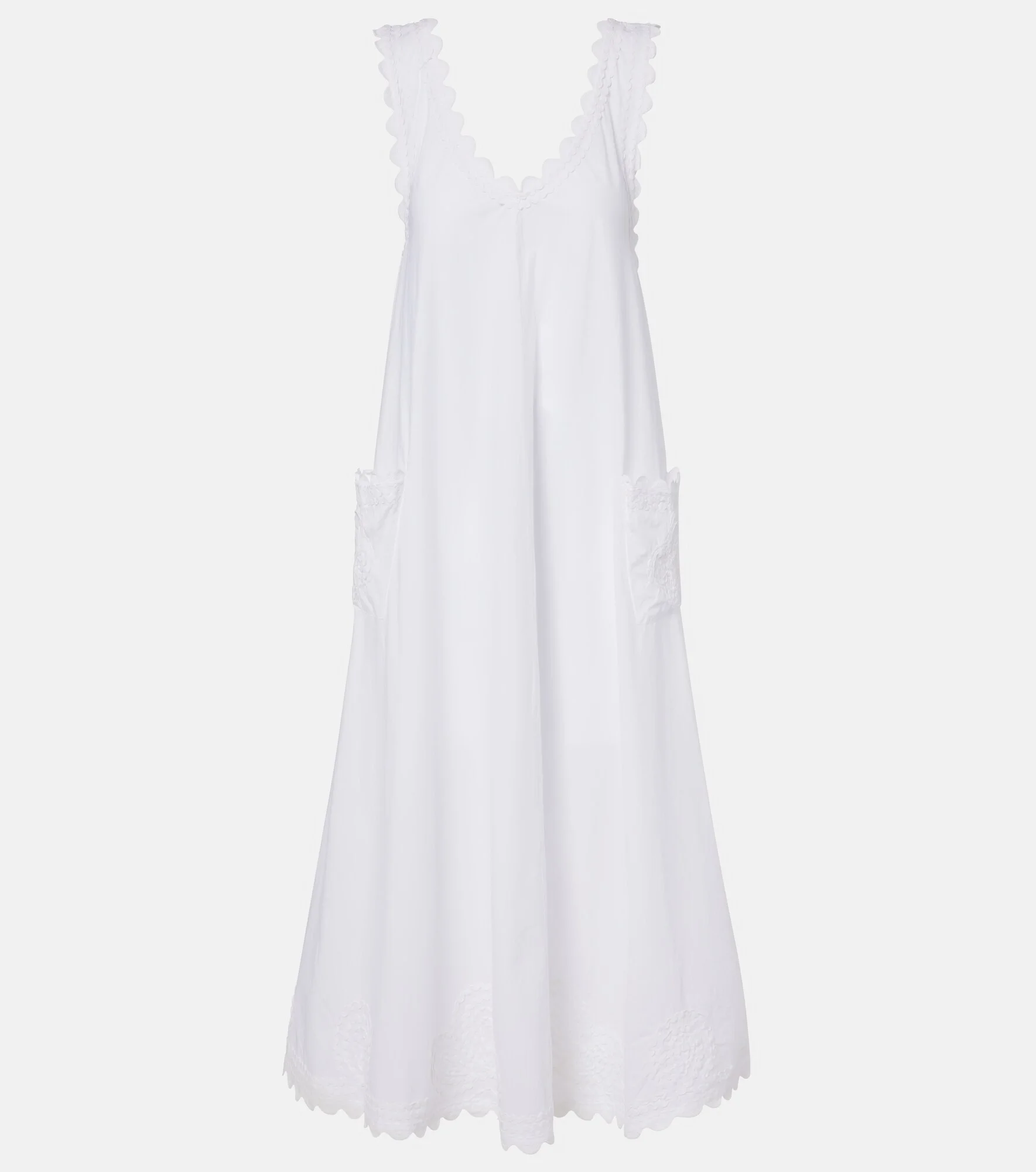 Embroidered scalloped cotton poplin midi dress - 1