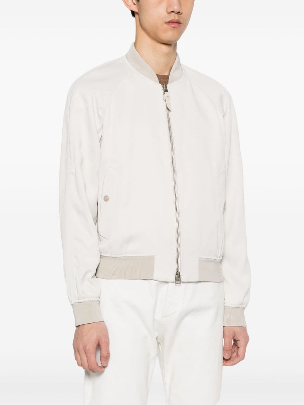 leather-trim bomber jacket - 3