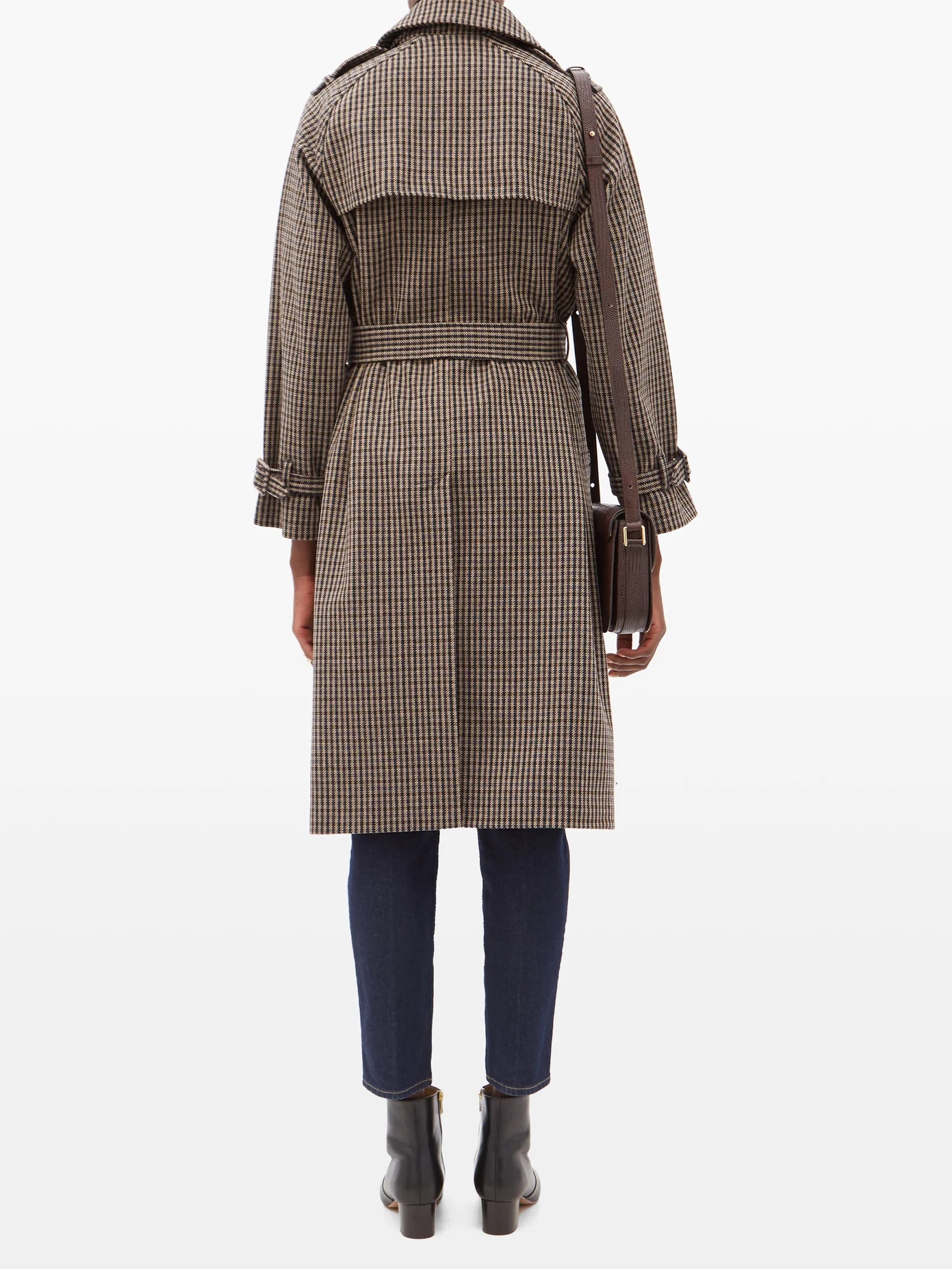 Greta checked wool-blend trench coat - 5