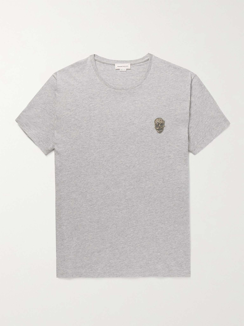 Embellished Mélange Cotton-Jersey T-Shirt - 1