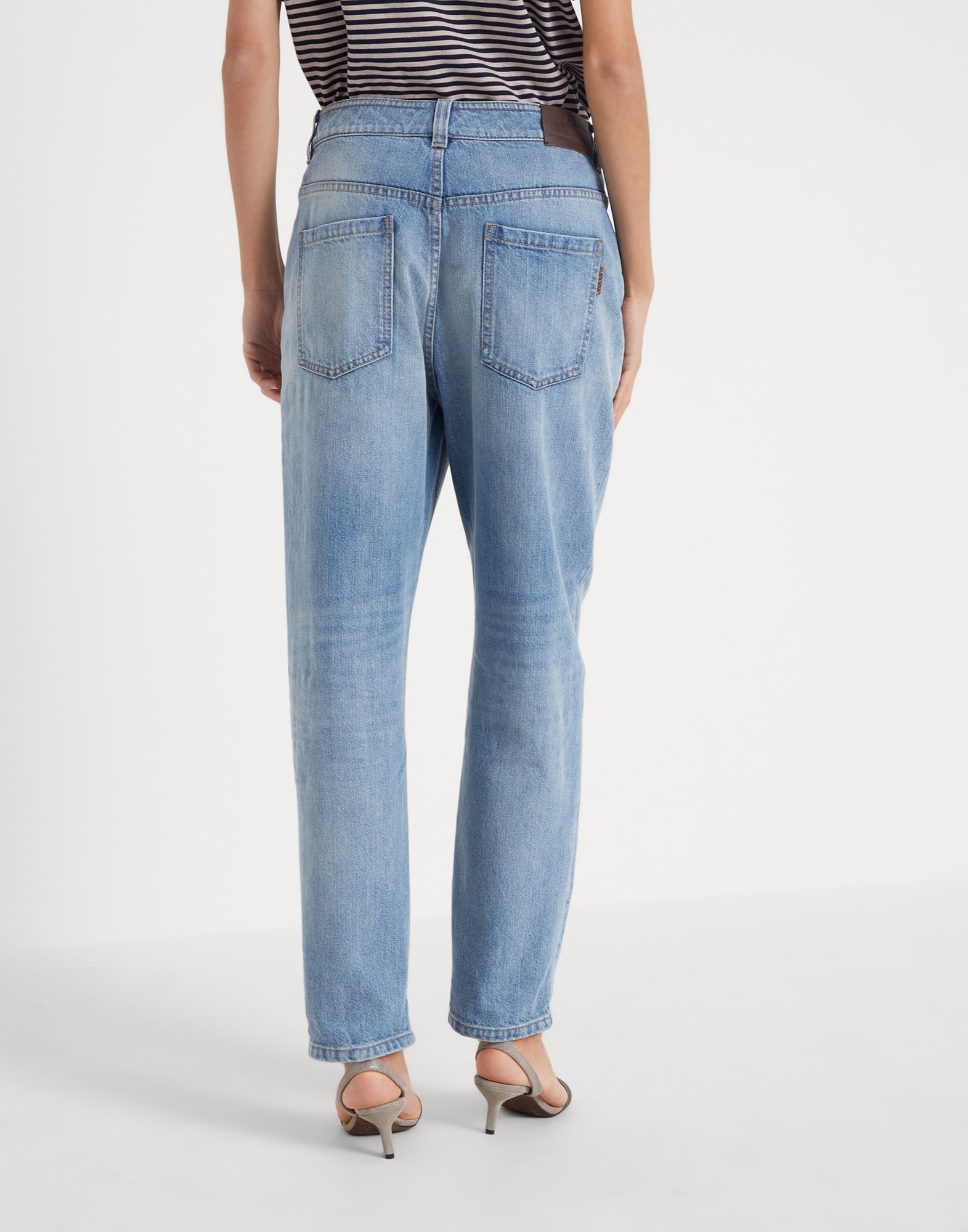 Brunello Cucinelli Authentic denim baggy trousers with shiny