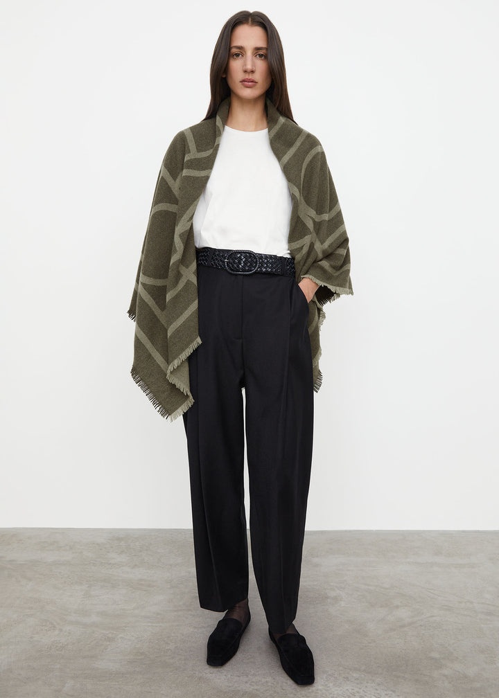 Monogram wool cashmere scarf sage - 2
