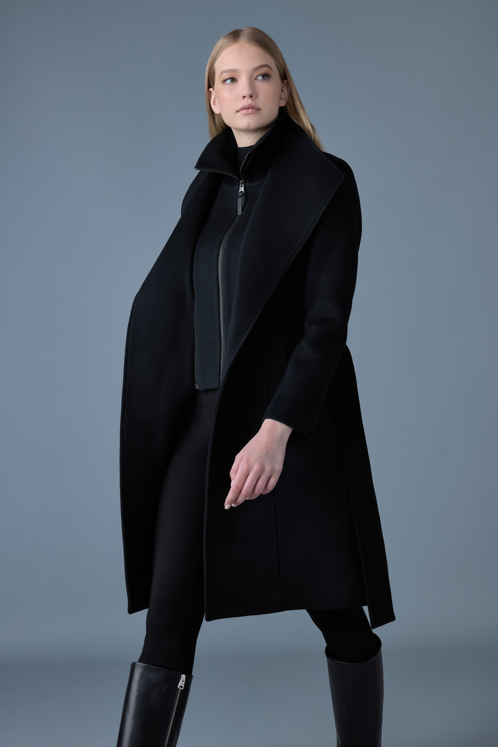 NORITA-Z 2-in-1 double face wool coat with sash - 5