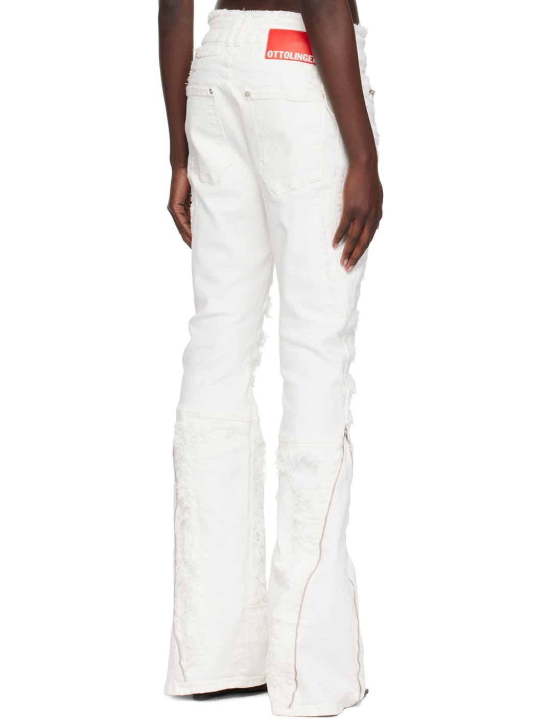 White Frayed Jeans - 3