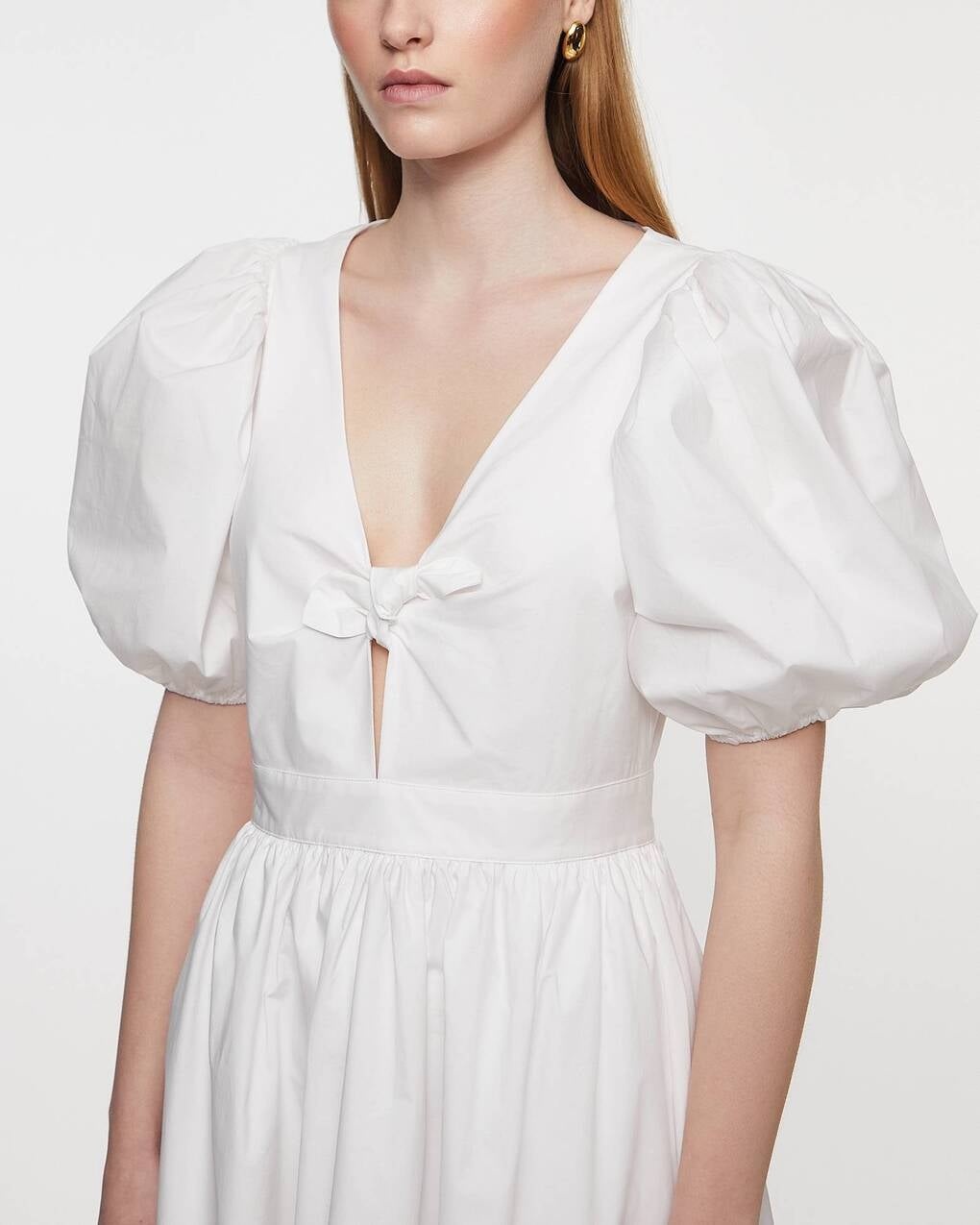 Dress Puff Sleeve Midi  White - 5