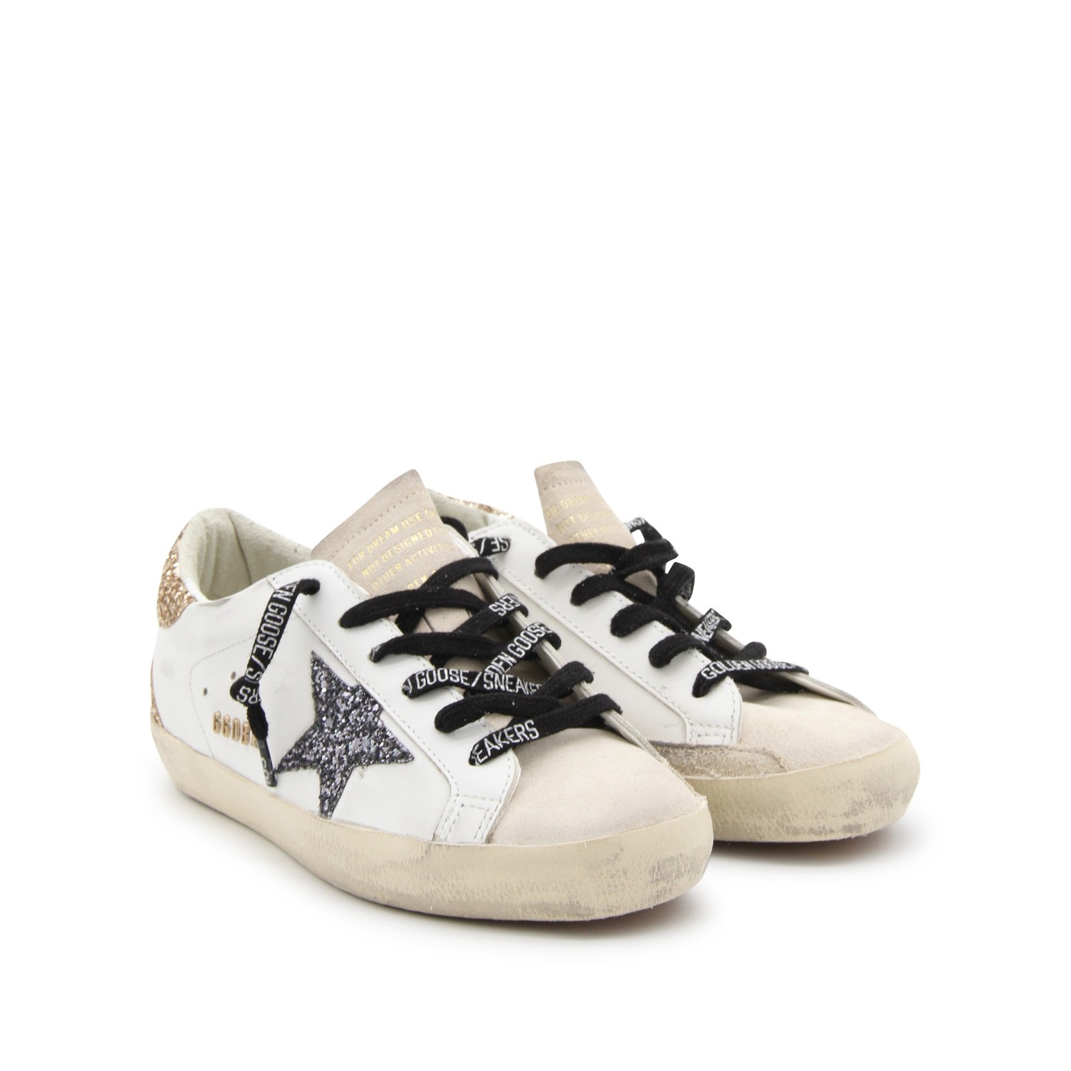 WHITE AND GOLD LEATHER SNEAKERS - 2