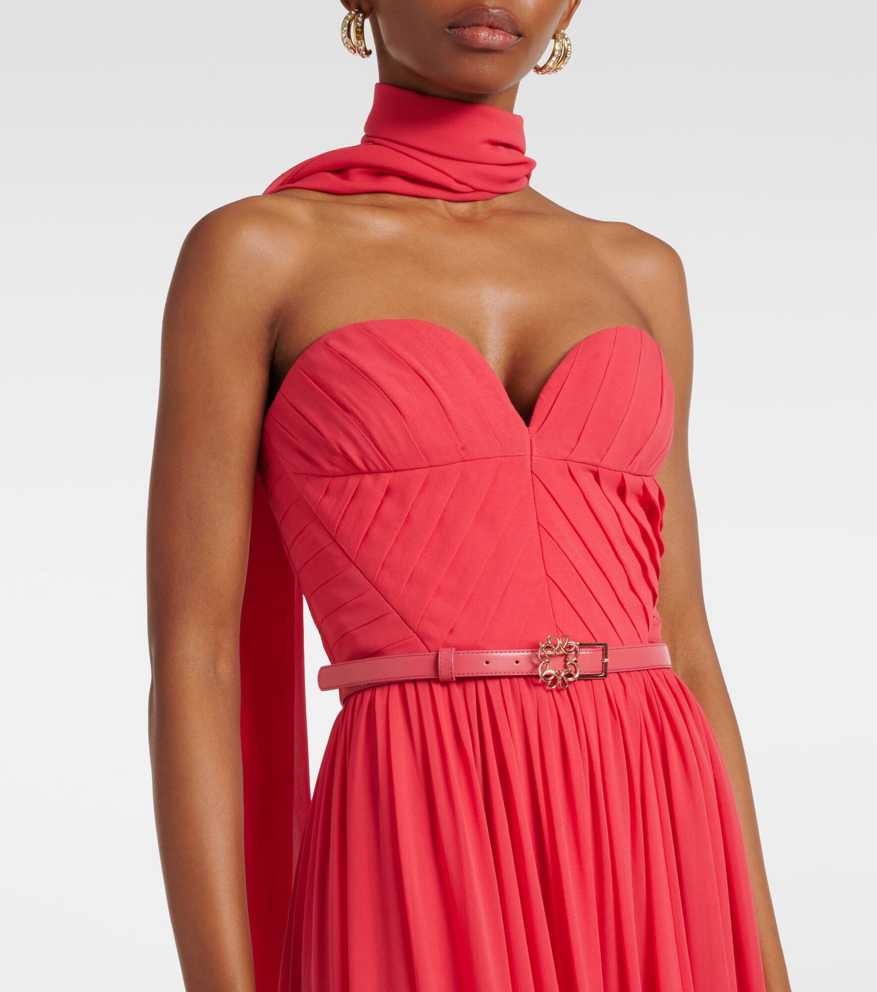 Scarf-detail silk gown - 4