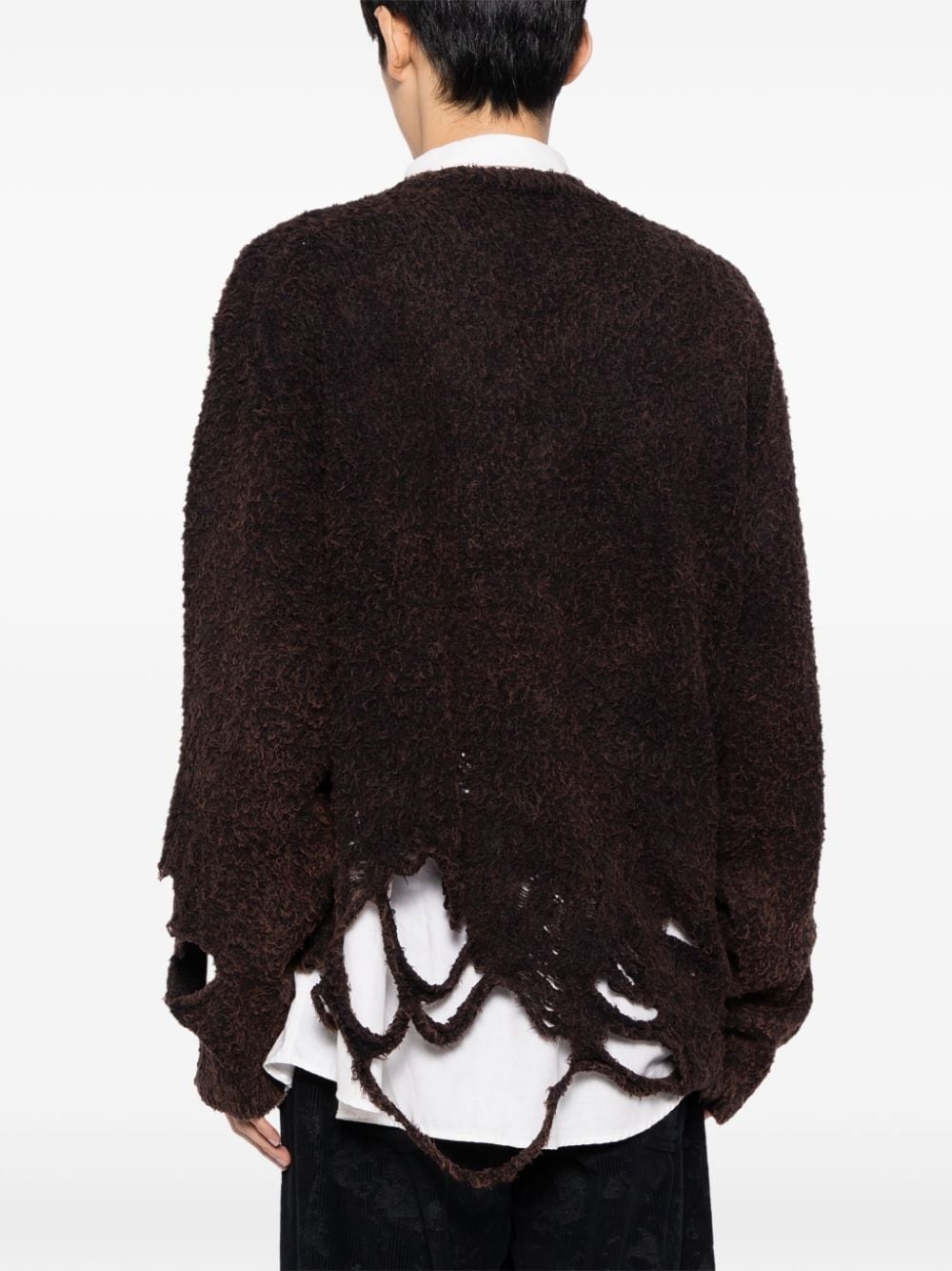 distressed-effect knitted cardigan - 4