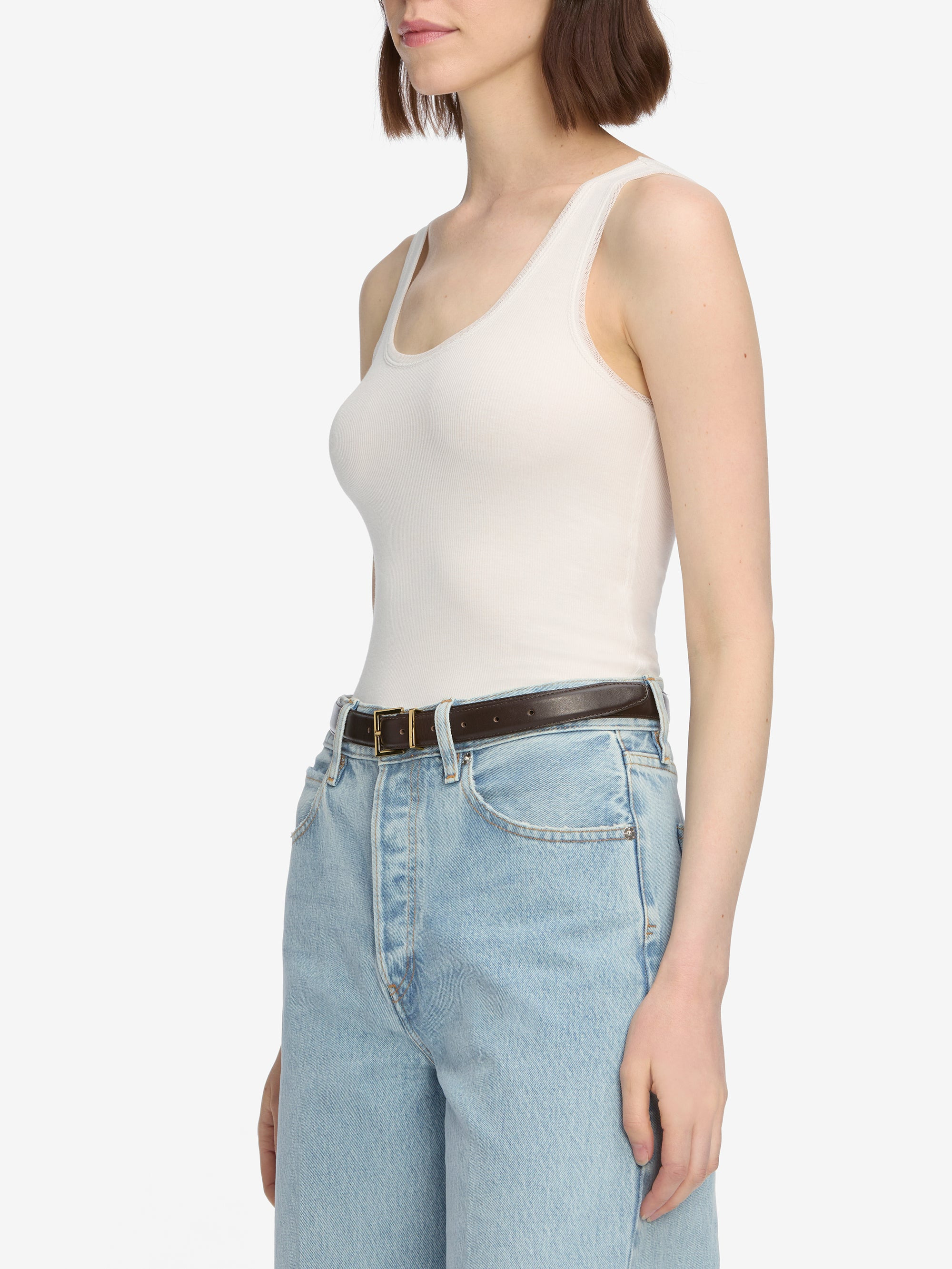 The Mesh Trim Tank in White - 5