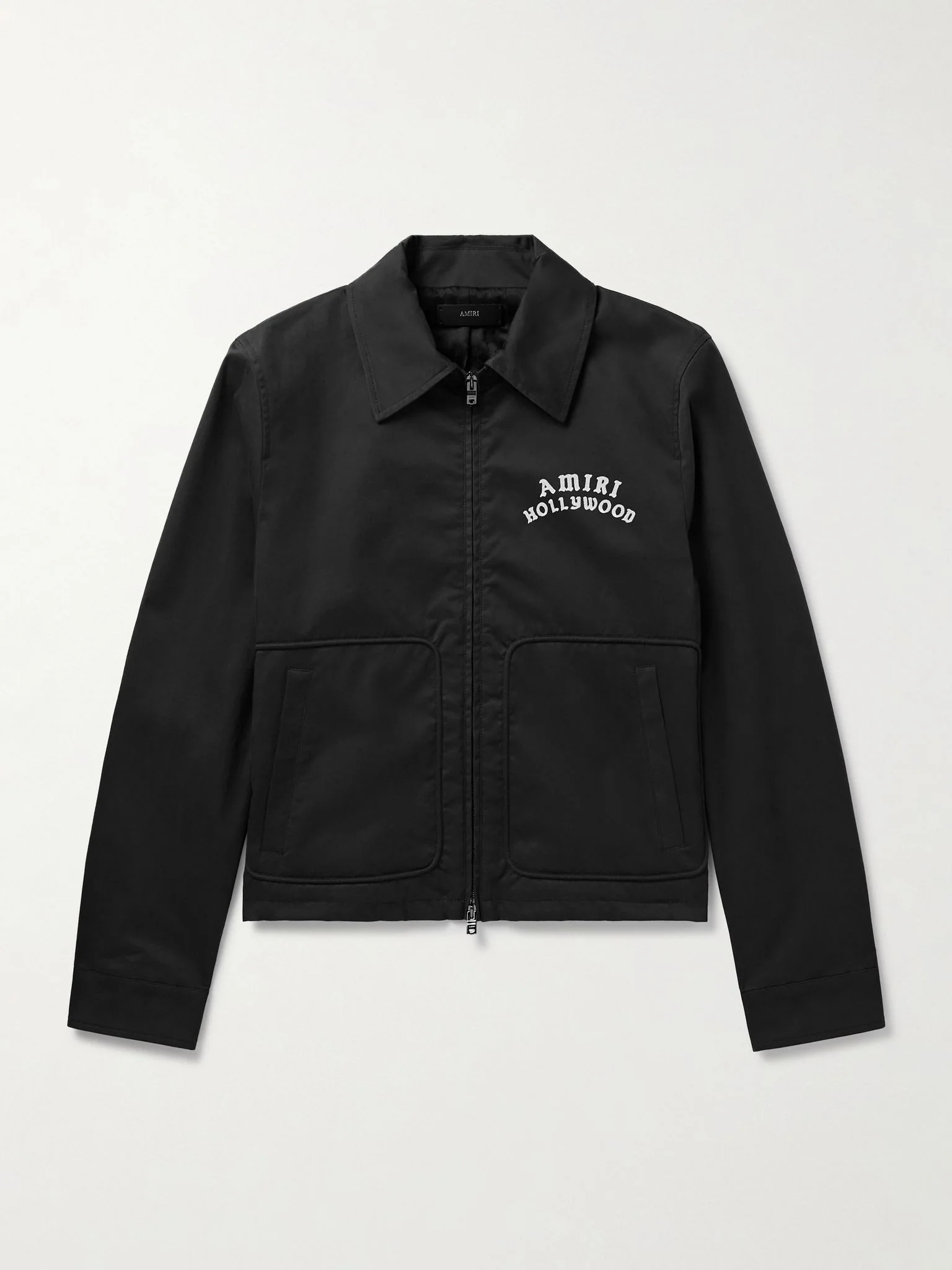 Logo-Flocked Cotton-Blend Blouson Jacket Black - 1