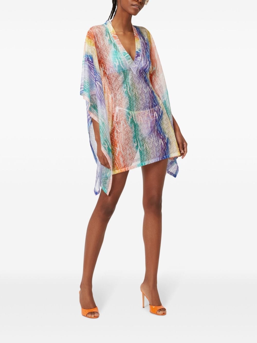 tie dye-print kaftan minidress - 2