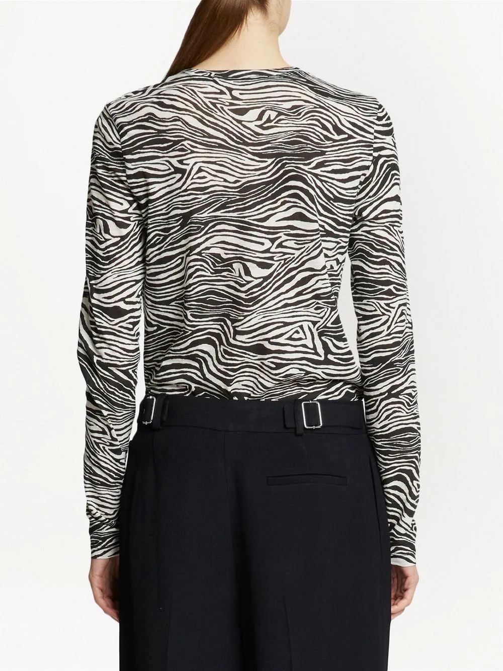 zebra-print long-sleeved T-shirt - 4