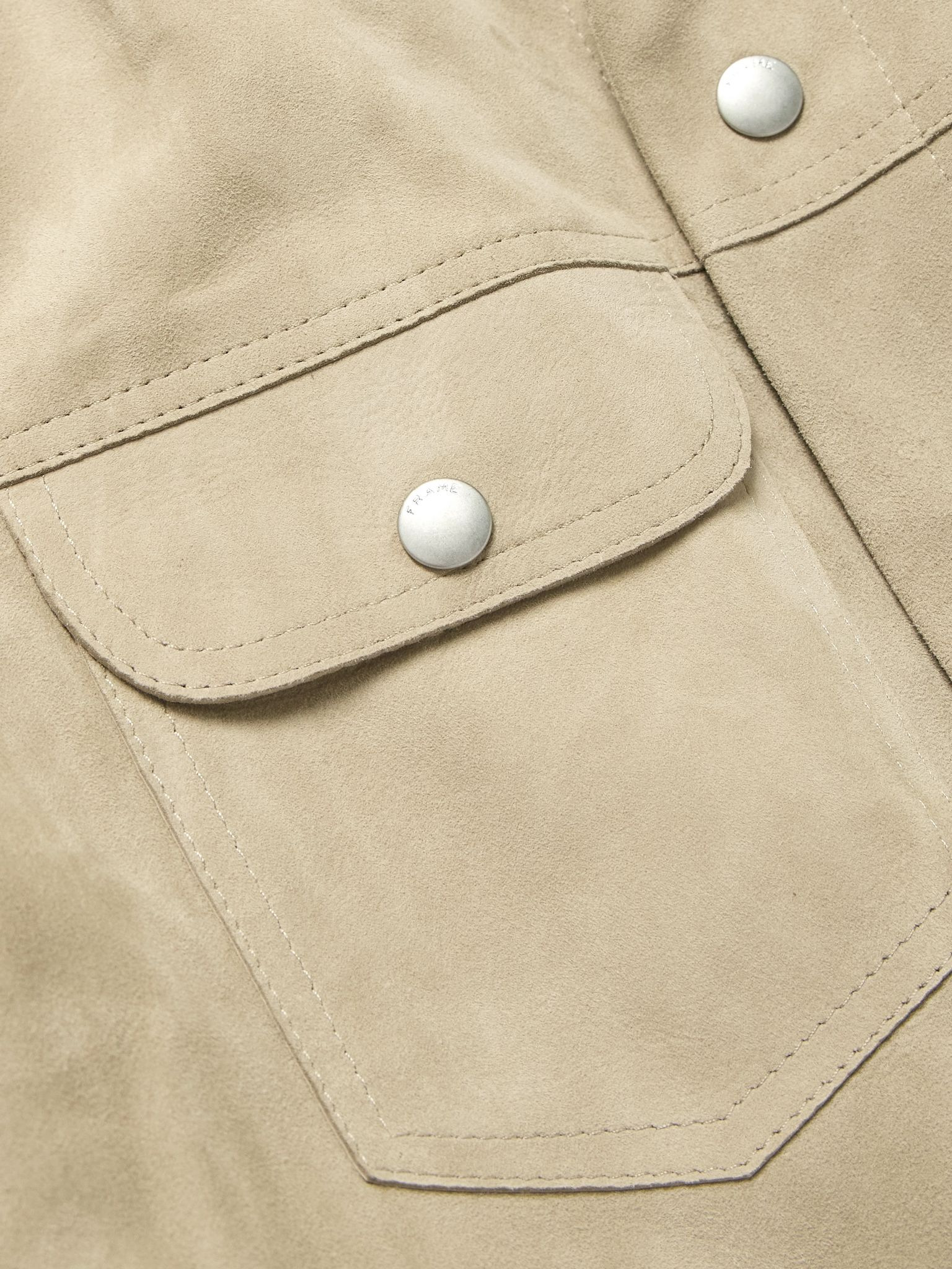 Slim-Fit Suede Trucker Jacket Beige - 5