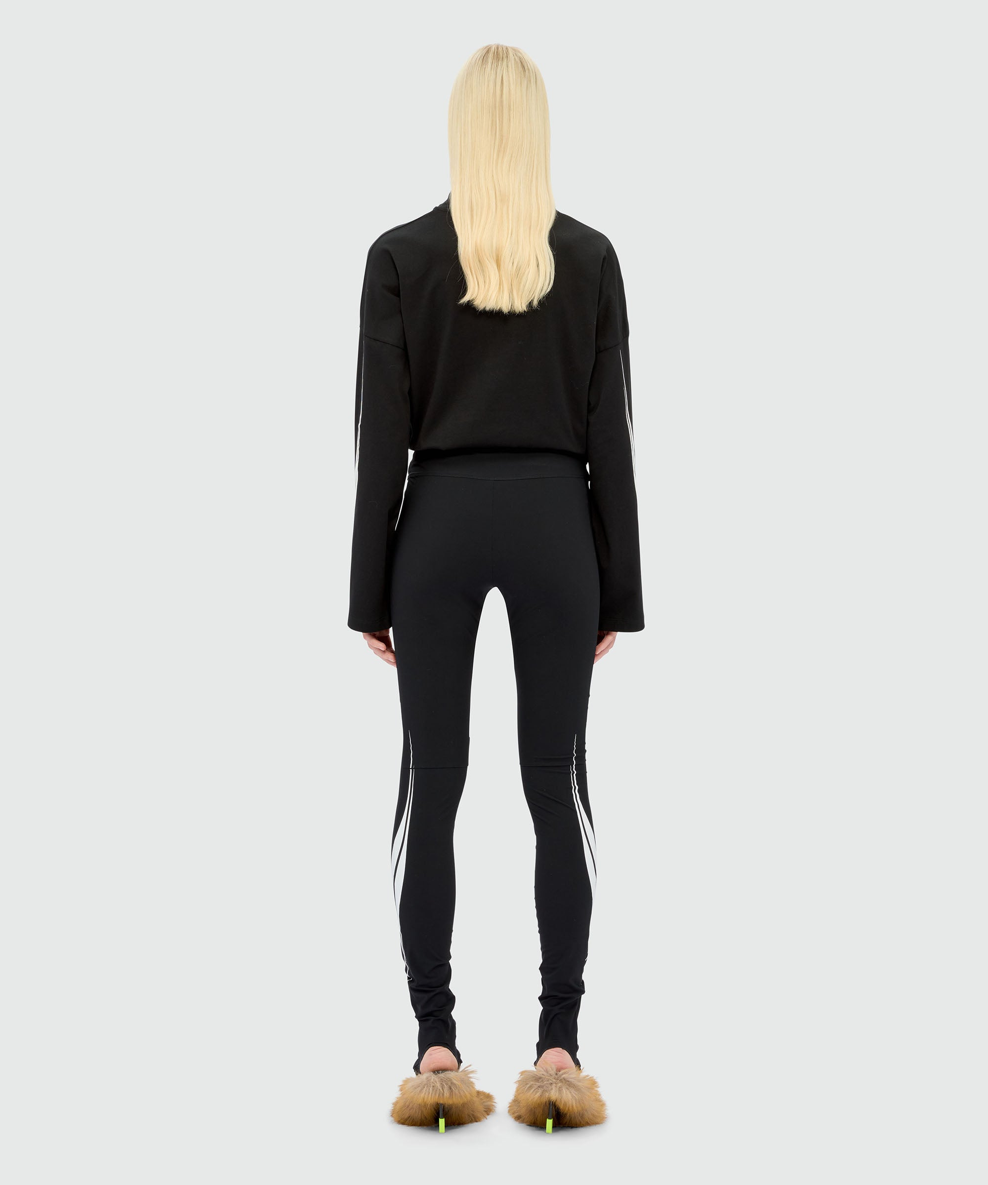 Black Lycra leggings with MSGM Race print - 3