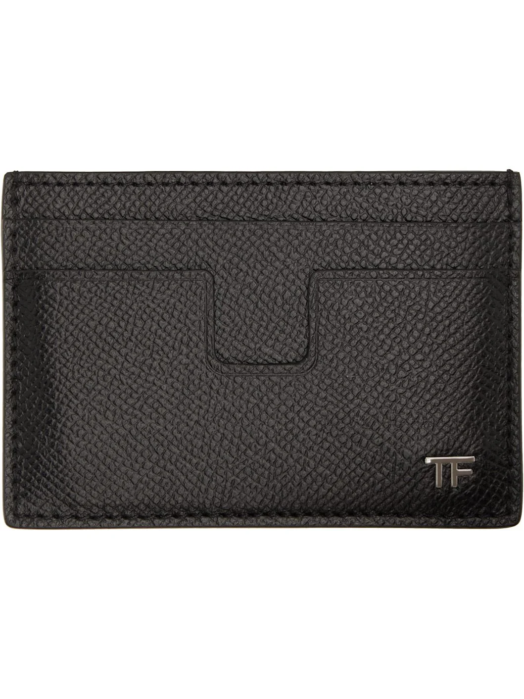 Black Small Grain Leather Classic Card Holder - 1