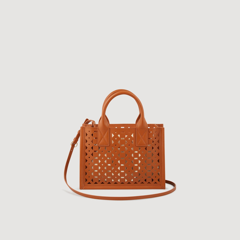 Sandro SMALL PUNCHED LEATHER KASBAH TOTE outlook