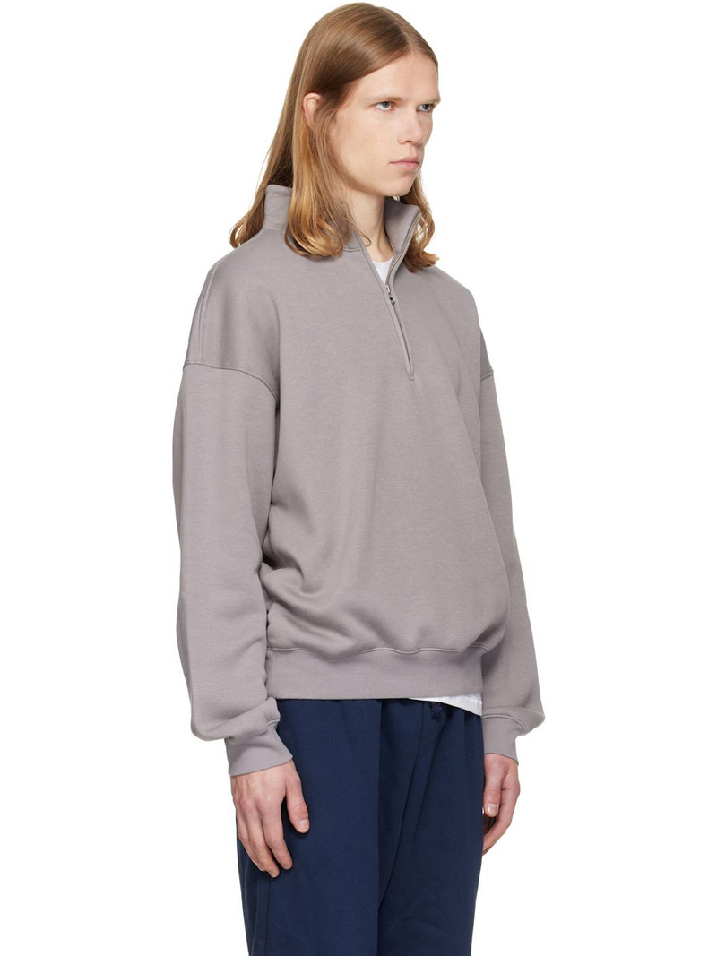 Gray Fleece Lounge Relaxed Quarter Zip Sweatshirt 2