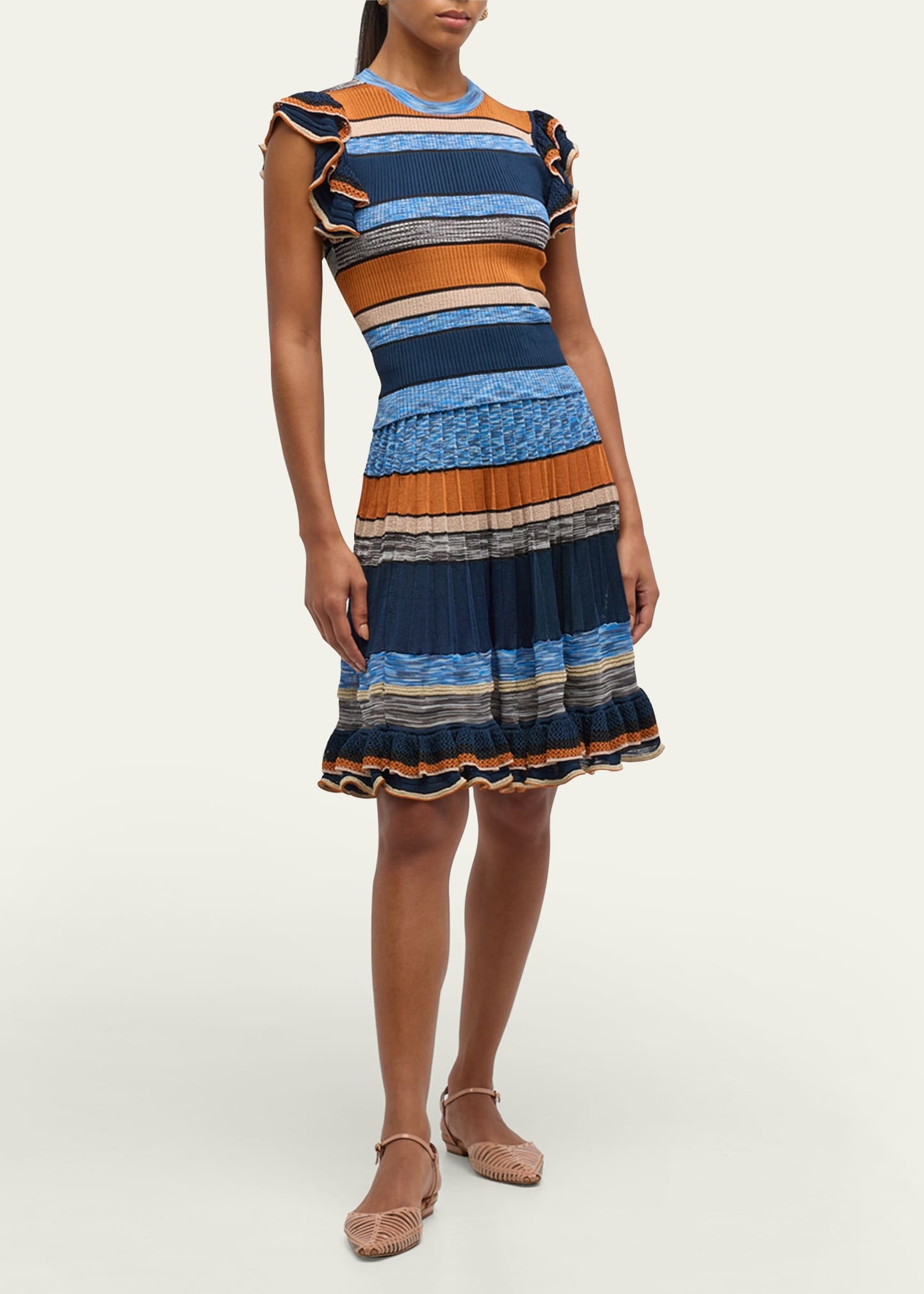 Eios Striped Ruffle-Hem Knit Skirt - 2