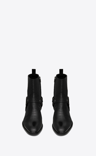 SAINT LAURENT wyatt harness boots in crocodile-embossed leather outlook