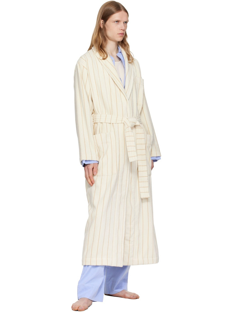 TEKLA Off-White & Tan Terry Classic Bathrobe outlook