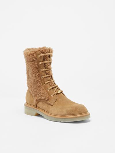 Max Mara BAKYC Leather and camel combat boots outlook