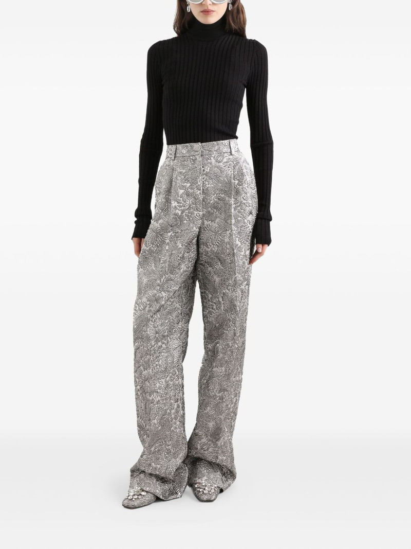 Dolce & Gabbana floral-jacquard lamé trousers outlook
