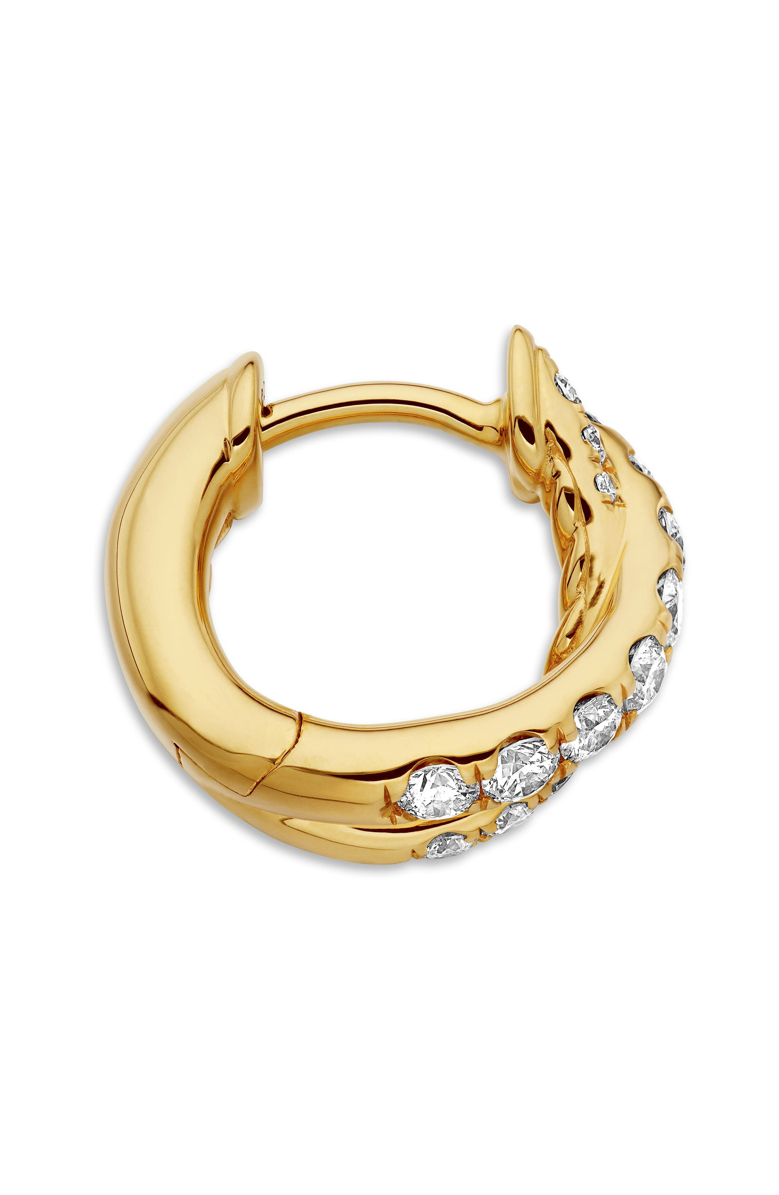 David Yurman Pavé Crossover Hoop Earrings in 18K Gold with Diamonds, 12mm in 18K Yellow Gold at Nord - 6