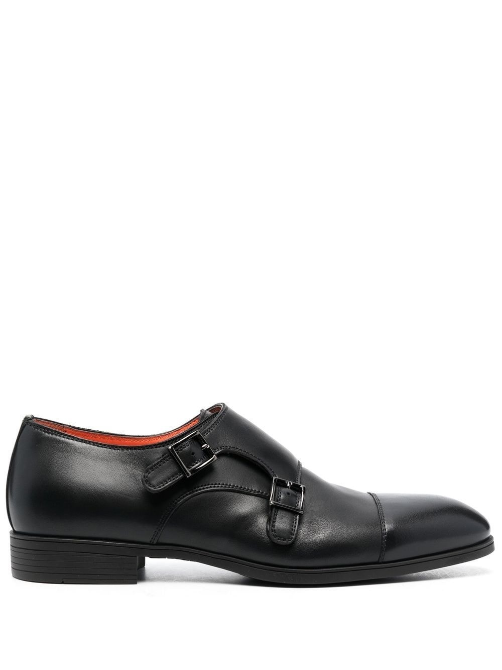 double-buckle leather monk shoes - 1