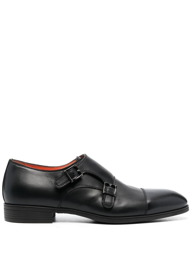 double-buckle leather monk shoes 1