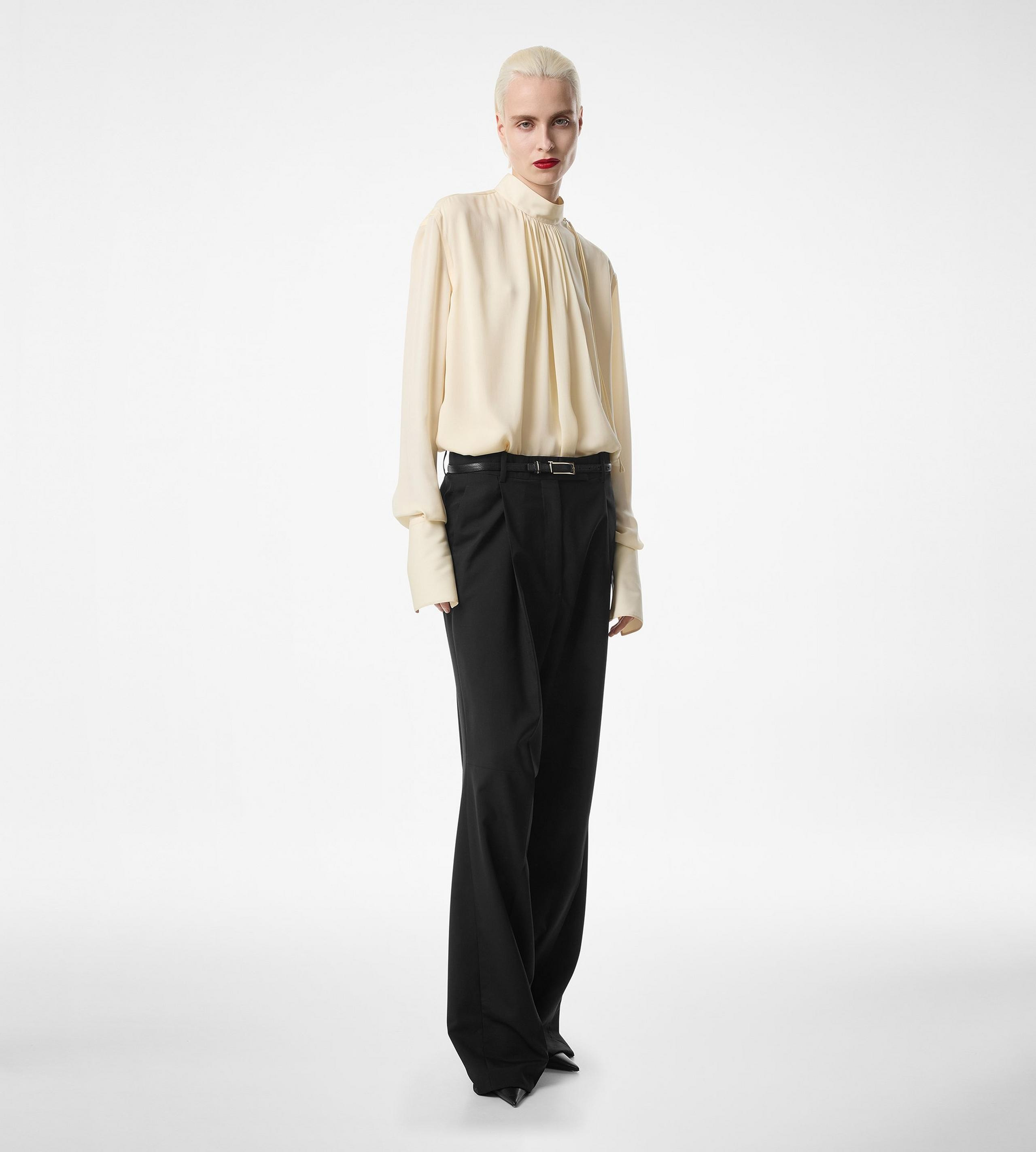 WASHED SILK GEORGETTE LONG SLEEVE BLOUSE - 3