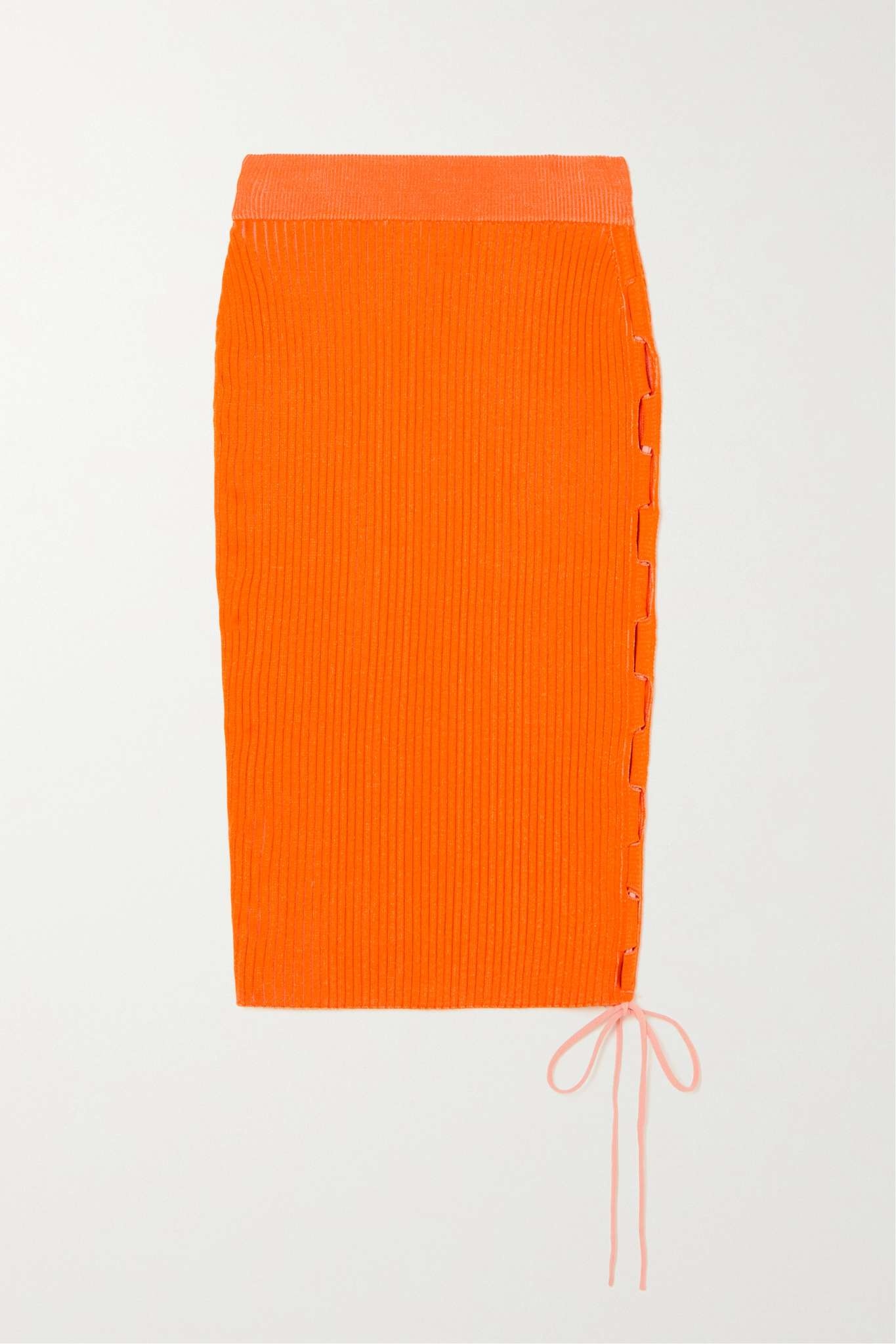 Off-White Vanise lace-up sleeve knitted top - Orange