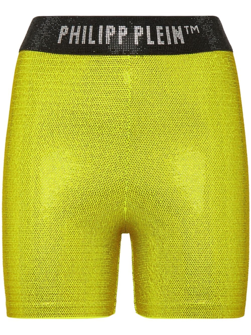 logo-waistband rhinestone shorts - 1