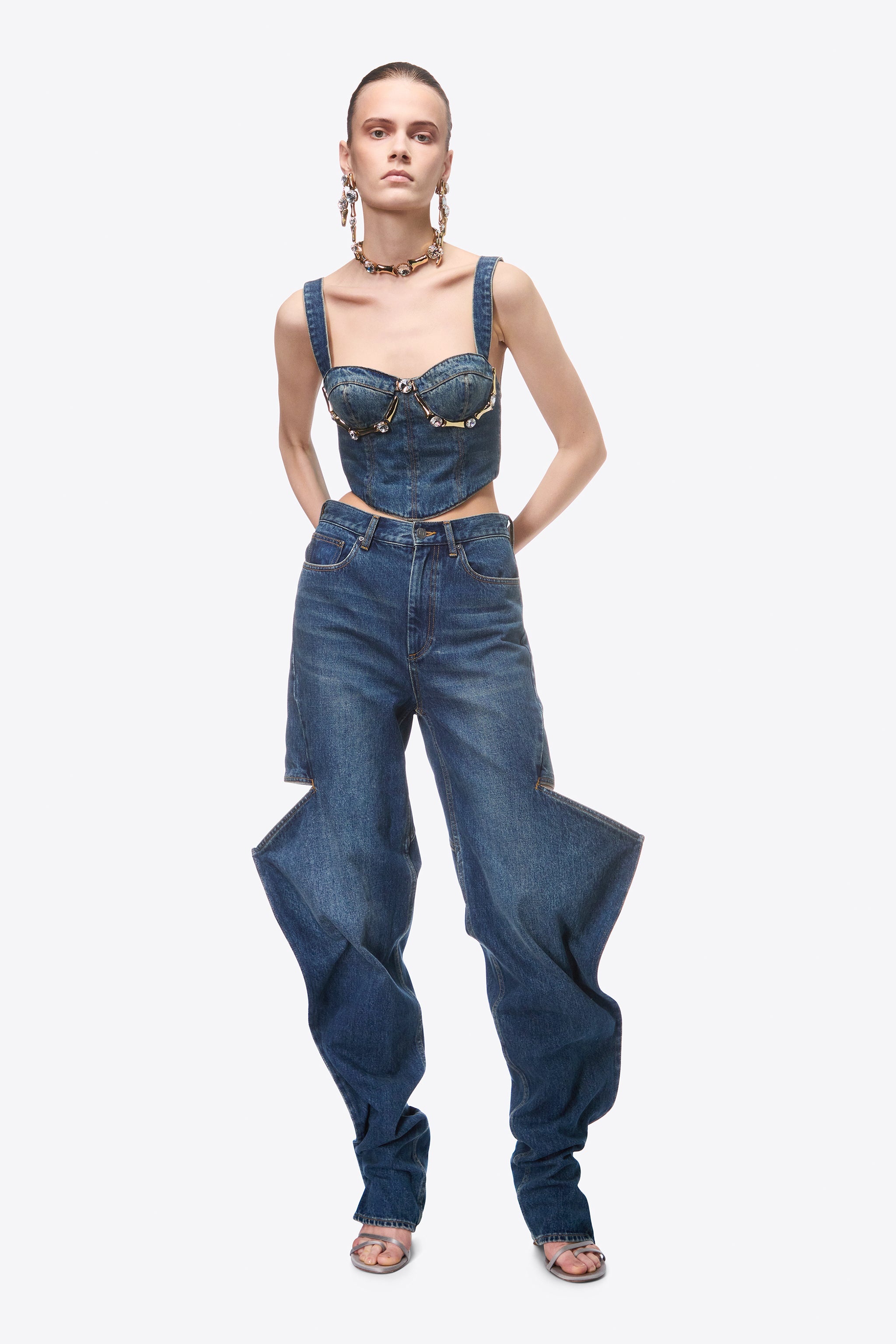 CRYSTAL EMBELLISHED SLIT JEAN - 3