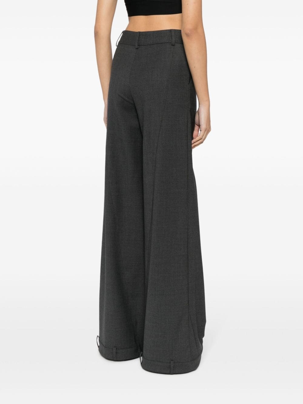 high-waisted cotton wide-leg trousers - 4