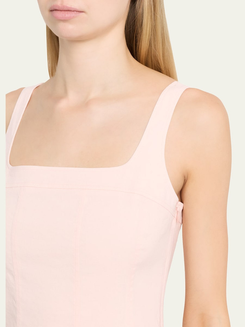 Sleeveless Square-Neck Seamed Midi Dress 5