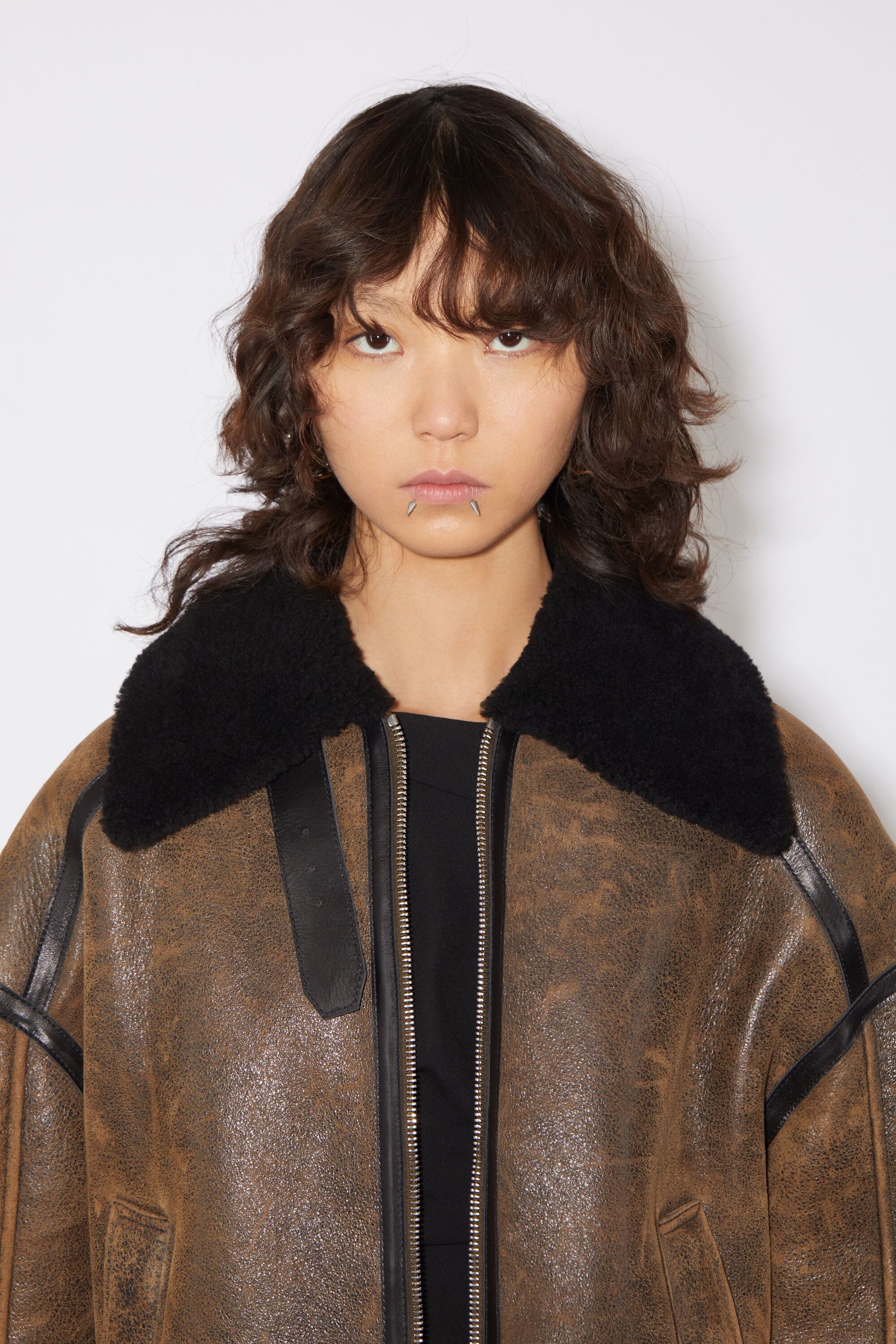 Shearling jacket - Dark brown/black - 5