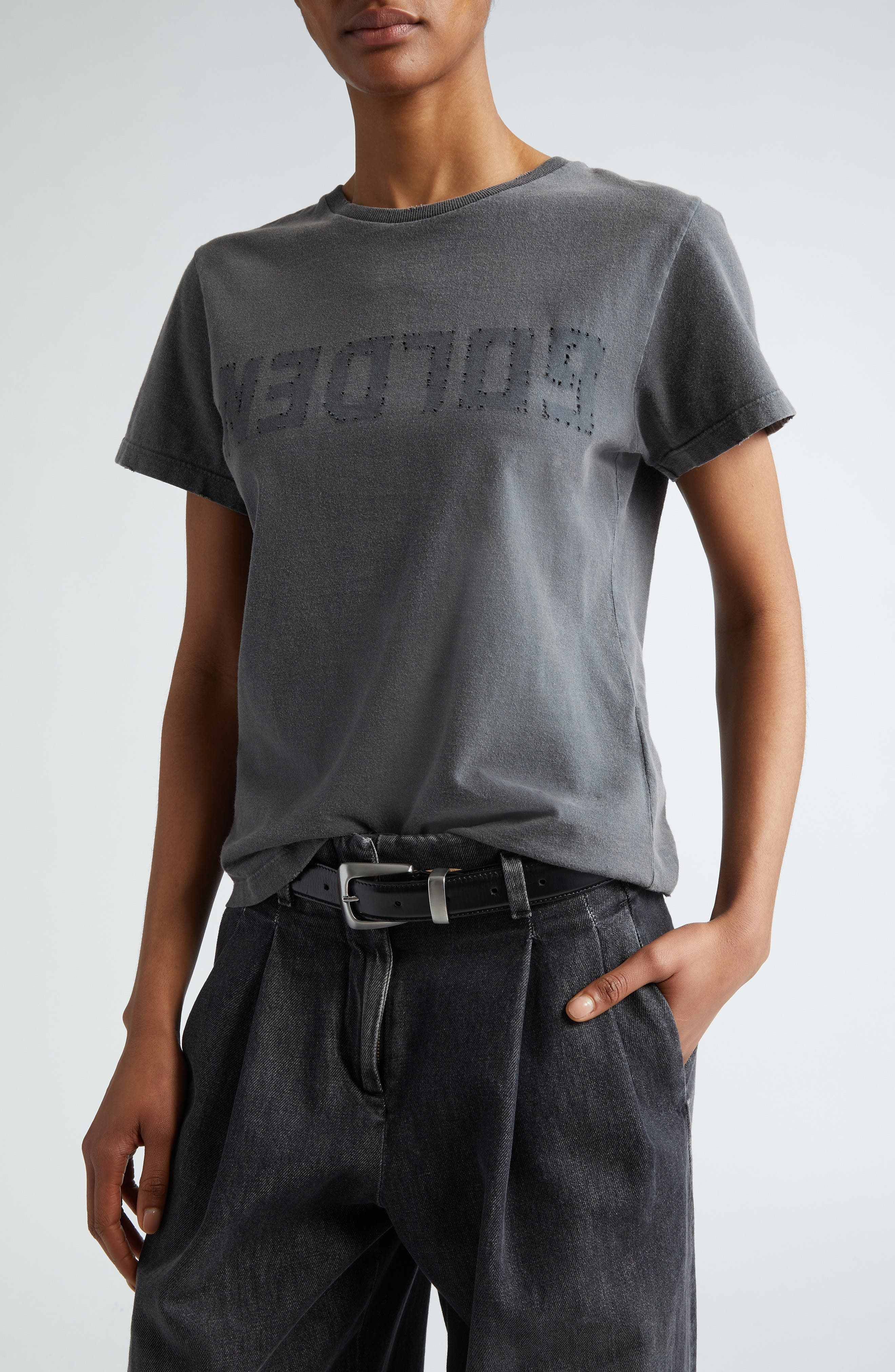 Distressed Cotton Logo Tee - 5