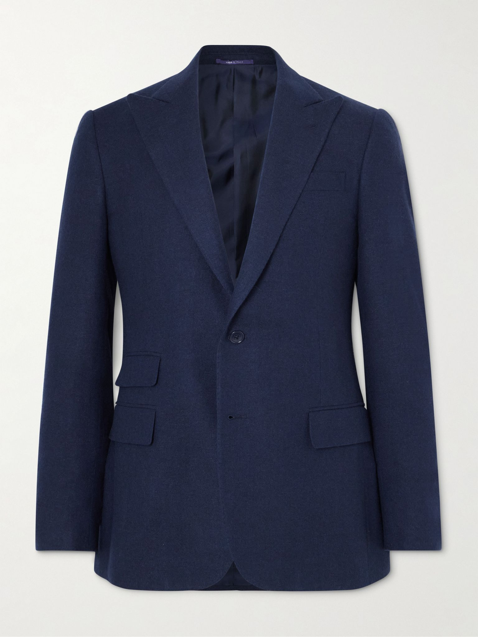 Kent Slim-Fit Herringbone Wool, Silk and Cashmere-Blend Suit Jacket Blue - 1