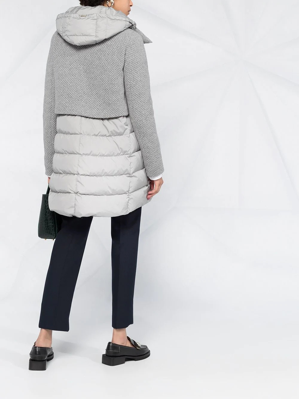 knitted-panel padded coat - 4