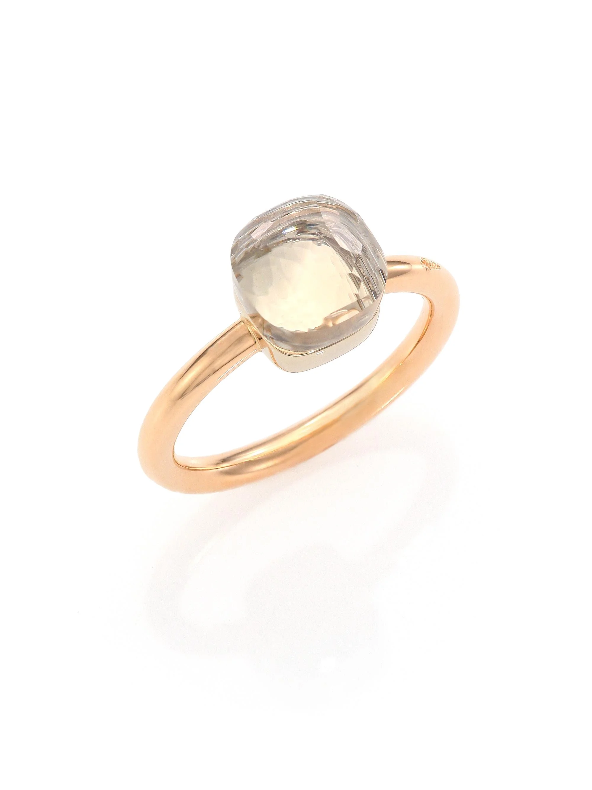 Women's Nudo 18K Rose Gold & White Topaz Petite Square Ring - Rose Gold - 1