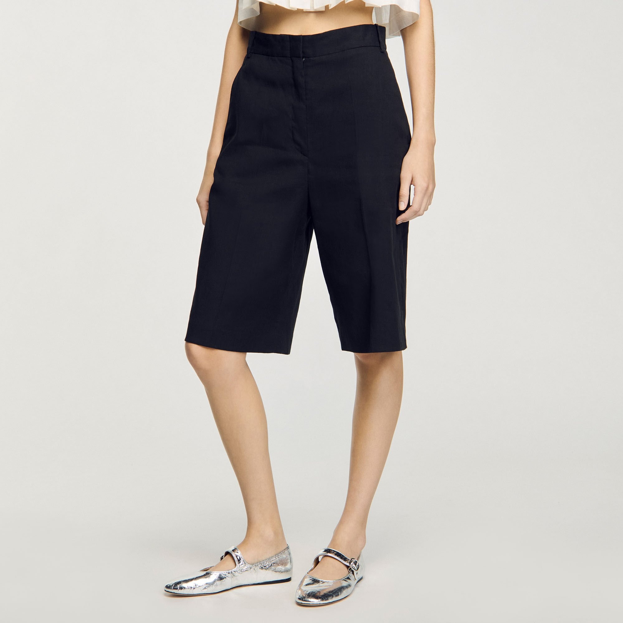 LINEN-BLEND BERMUDA SHORTS - 4