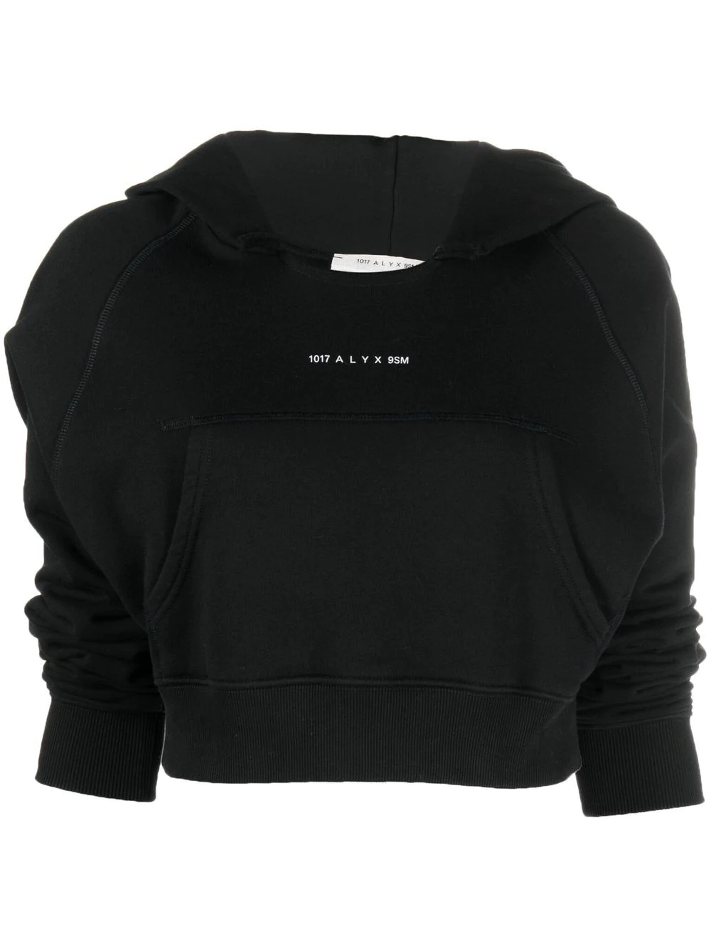 cropped logo-print detail hoodie - 1