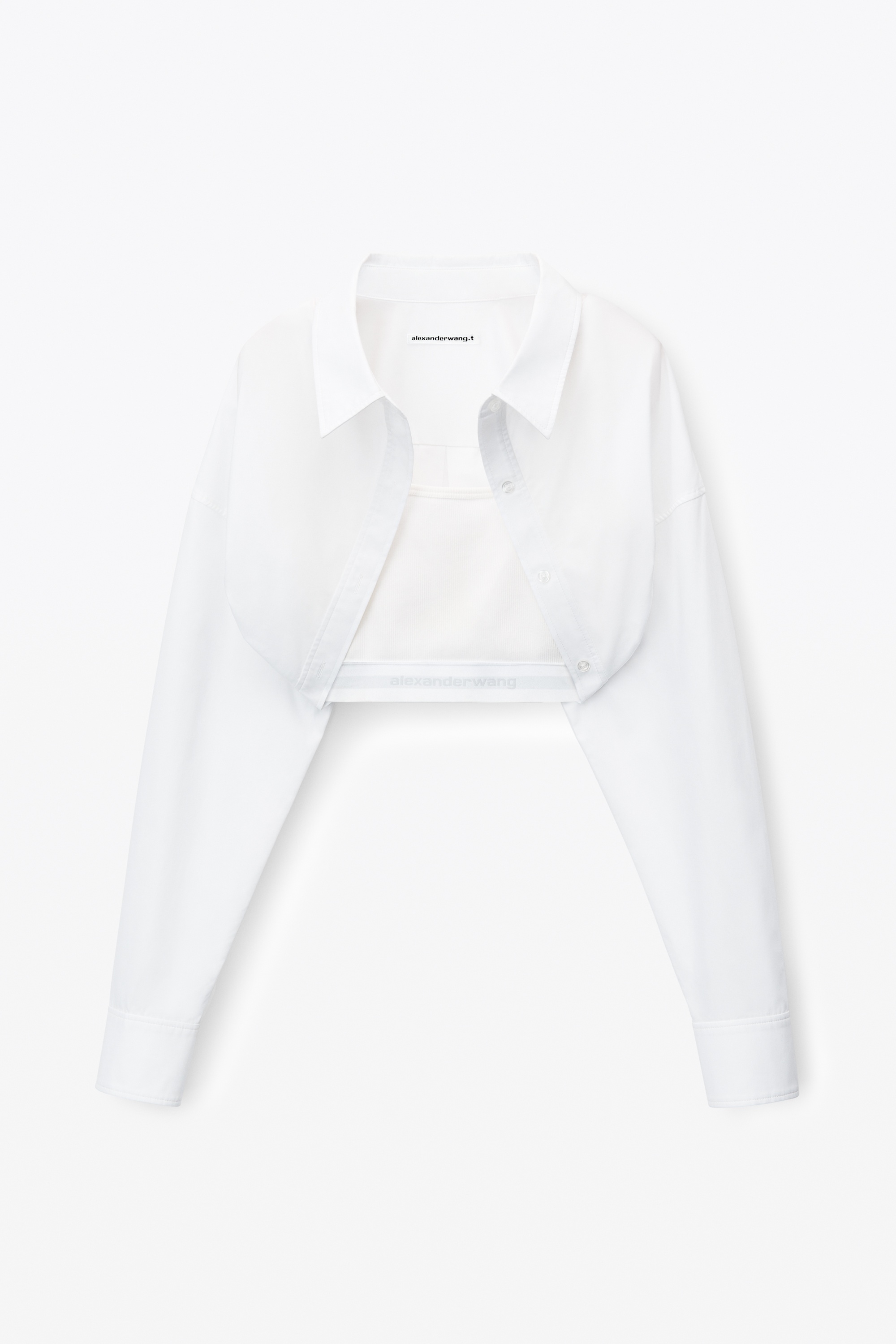 layered crop bolero in compact cotton - 1