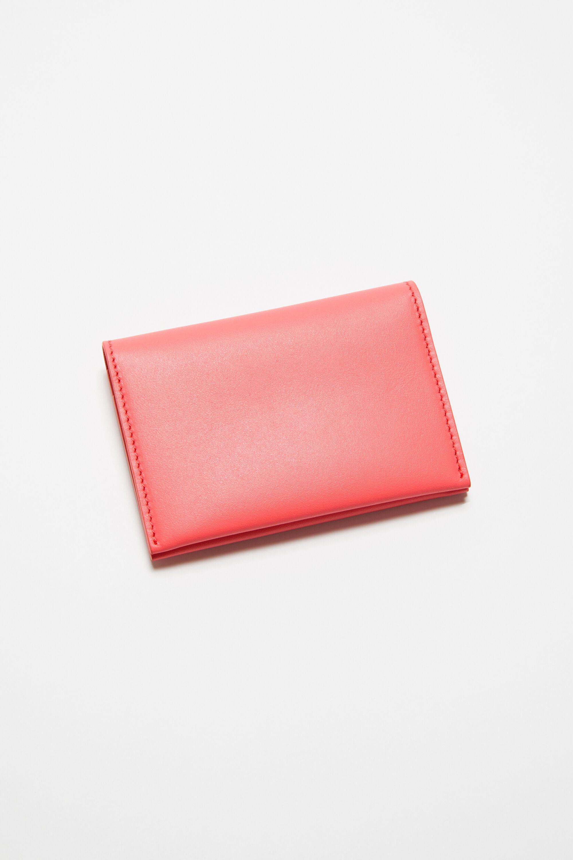 Folded leather wallet - Electric pink - 4