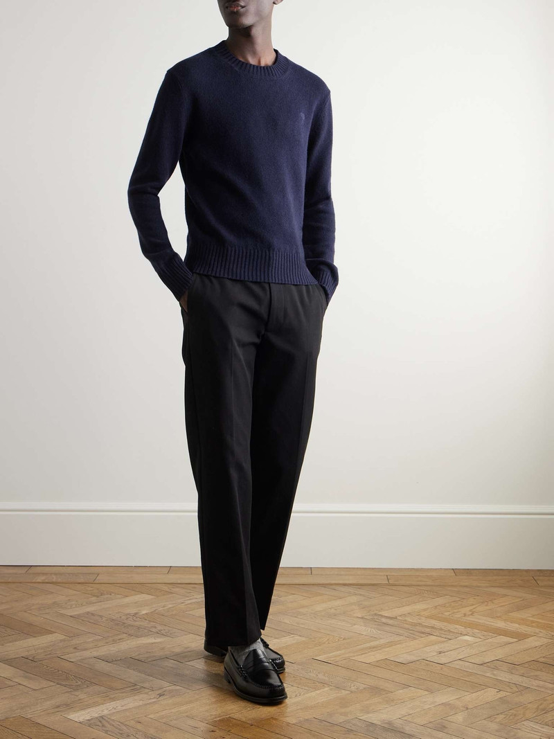 AMI Paris Logo-Embroidered Cashmere and Wool-Blend Sweater outlook