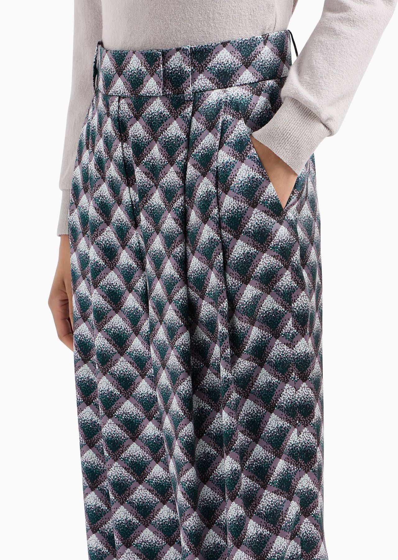 Gradient printed silk faille trousers - 5