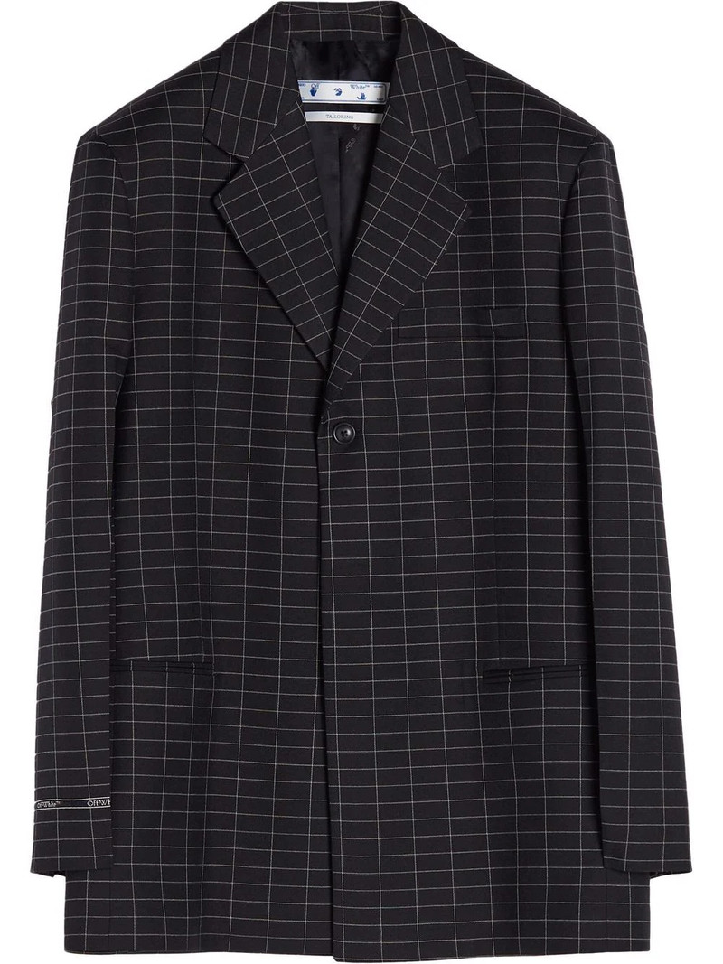 check-pattern single-breasted blazer 1