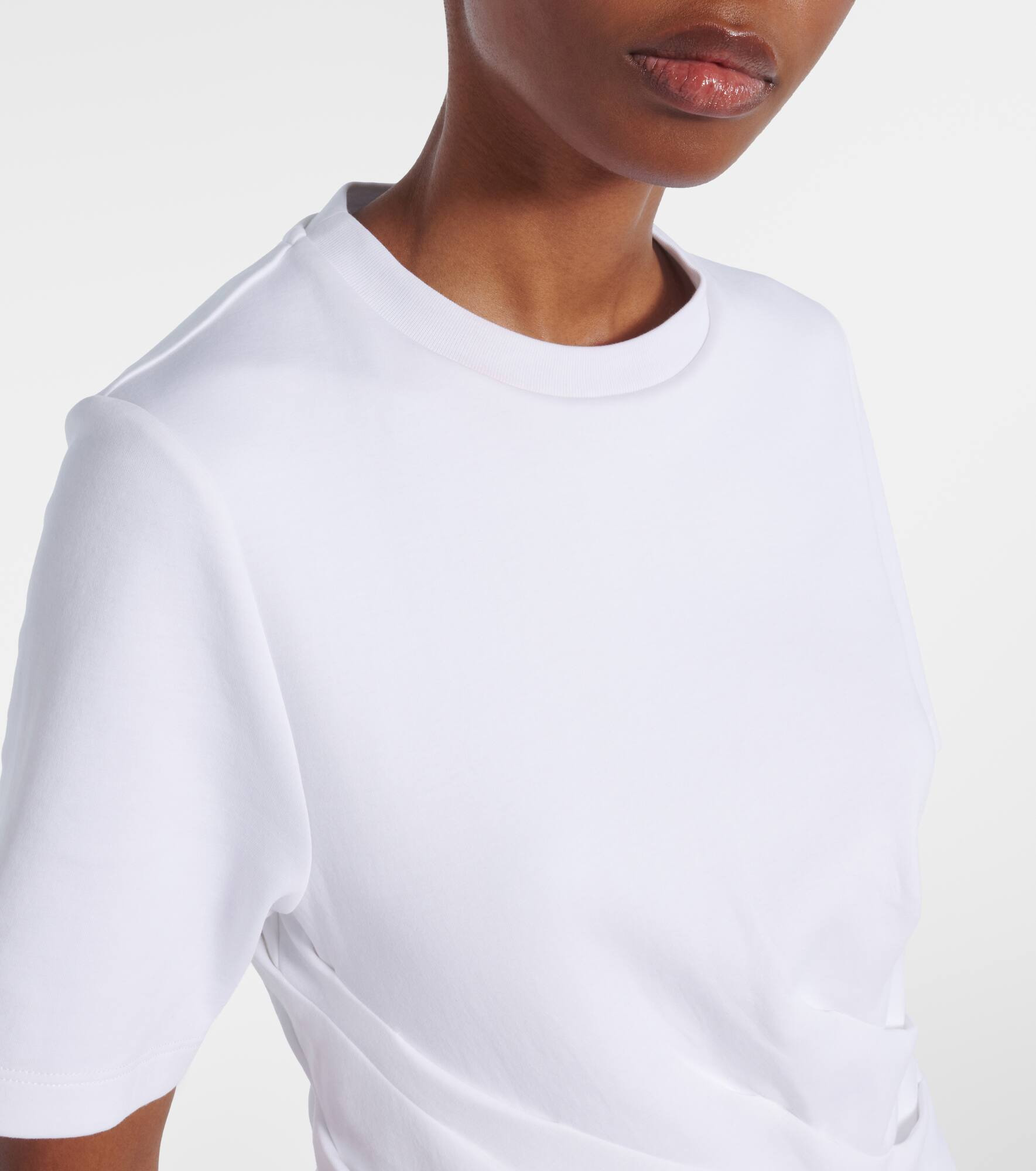 Draped cotton-blend T-shirt - 4