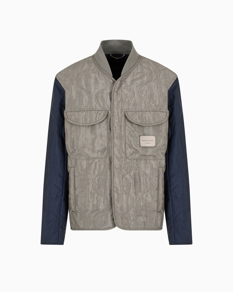 TWO-TONE WAVE MOTIF QUILTED NYLON BLOUSON 1