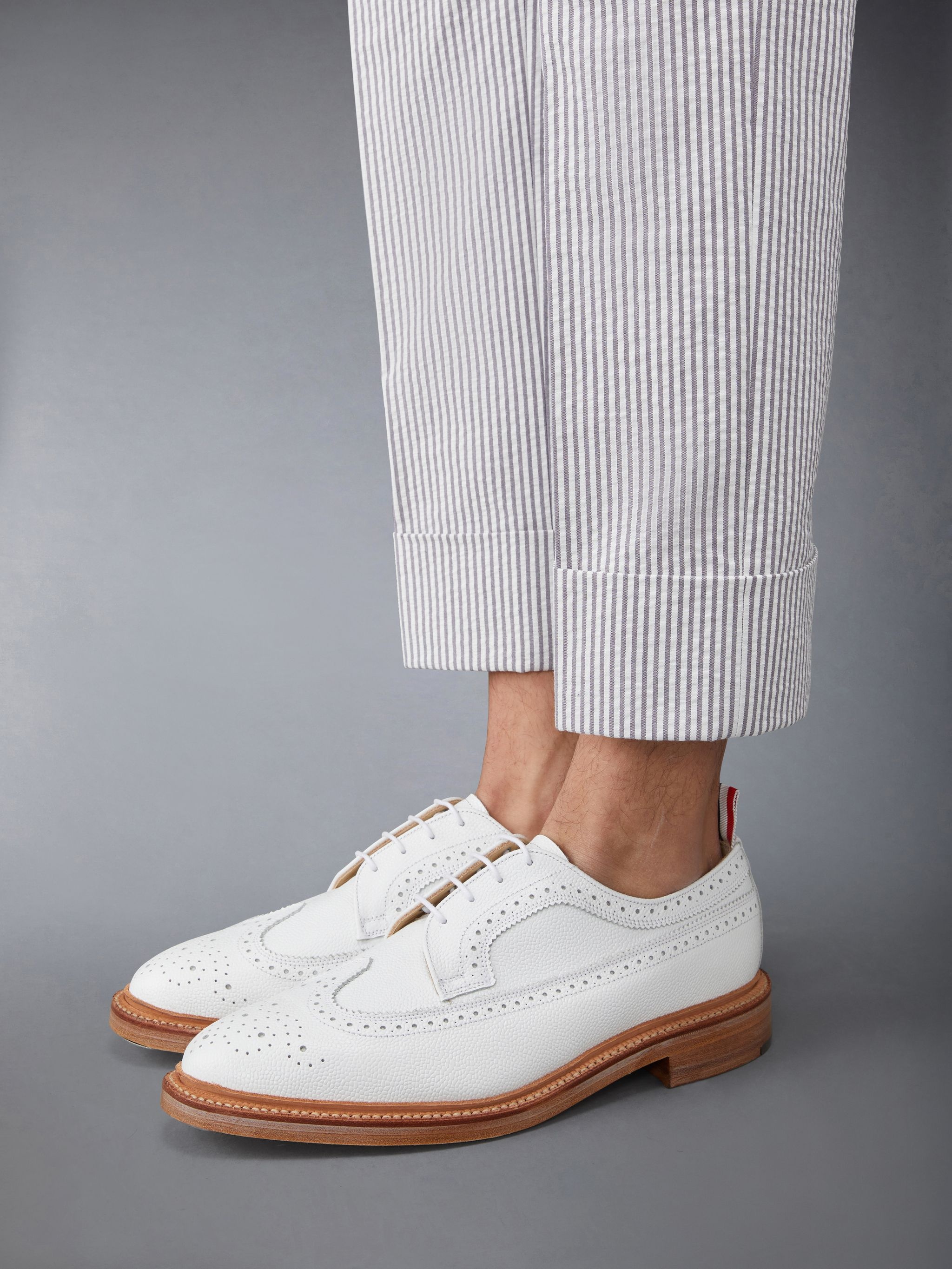 LONGWING BROGUE W/ LEATHER SOLE IN PEBBLE GRAIN LEATHER - 4